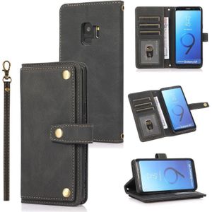 Voor Samsung Galaxy S9 PU + TPU Horizontale Flip Lederen Case met Houder & Card Slot & Portemonnee & Lanyard (Zwart)