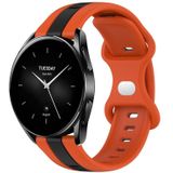 Voor Xiaomi Watch S2 42 mm 22 mm vlindergesp tweekleurige siliconen horlogeband (oranje + zwart)