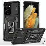 For Samsung Galaxy S23 Ultra 5G Armor PC + TPU Camera Shield Phone Case(Black)