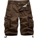 Zomer Multi-pocket Solid Color Loose Casual Cargo Shorts voor mannen (kleur: koffie grootte: 32)