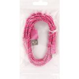 Geweven Nylon stijl USB Data Transfer / laad Kabel voor iPhone 6 / 6S & 6 Plus / 6S Plus / iPhone 5 & 5S & 5C, Lengte: 3 meter (hard roze)