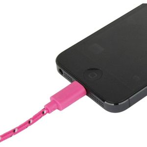 Geweven Nylon stijl USB Data Transfer / laad Kabel voor iPhone 6 / 6S & 6 Plus / 6S Plus / iPhone 5 & 5S & 5C, Lengte: 3 meter (hard roze)
