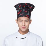 Hotel Coffee Shop Chef Hat Wild Anti-fouling Print Cap  Size:One Size (Chili Pattern)