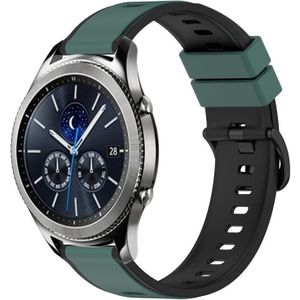 Voor Samsung Gear S3 Classic 22 mm tweekleurige siliconen horlogeband (olijfgroen + zwart)