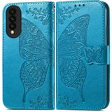 Voor Huawei Nova 8 SE Jeugd Butterfly Love Flower Relif Horizontale Flip Leren Case met Houder & Card Slots & Wallet & Lanyard (Blauw)