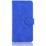 Voor OnePlus 6 Solid Color Skin Feel Magnetic Buckle Horizontale Flip Kalf Texture PU Lederen case met Holder & Card Slots & Wallet(Blauw)