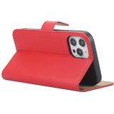 Effen textuur koeienhuid lederen horizontale flip case met magnetische sluiting & houder & kaart slots & portemonnee voor iPhone 12 Pro Max (rood)