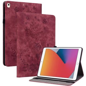 Voor iPad 10.2 2021 / Air 10.5 2019 Butterfly Rose relif lederen Smart Tablet Case(Rood)