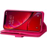 Voor iPhone 11 Pro Max Multifunctionele Rits Horizontale Flip Lederen Case met Holder & Wallet & 9 Card Slots & Lanyard(Rose Red)