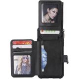 Voor iPhone X / XS Zipper Shockproof Beschermhoes met kaartsleuven & beugel & fotohouder & portemonneefunctie(Zwart)