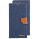 Voor Samsung Galaxy S22 Ultra 5G Goospery Canvas Dagboek Canvas Textuur Lederen Telefoonhoesje (Donkerblauw)