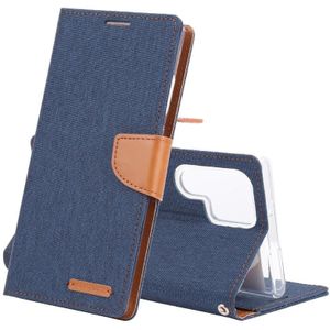 Voor Samsung Galaxy S22 Ultra 5G Goospery Canvas Dagboek Canvas Textuur Lederen Telefoonhoesje (Donkerblauw)