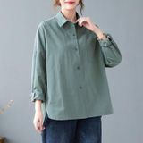 Effen kleur losse casual shirt (kleur: groen maat: XXXL)