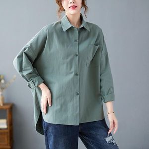 Effen kleur losse casual shirt (kleur: groen maat: XXXL)