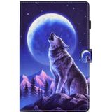 Voor Huawei Matepad SE 10.4 2022 Gekleurde Tekening Stiksels Flip Lederen Tablet Case (Night Wolf)