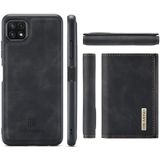 For Samsung Galaxy A22 5G DG.MING M1 Series 3-Fold Multi Card Wallet + Magnetic Back Cover Shockproof Case with Holder Function(Black)