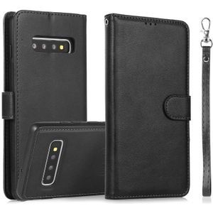 For Samsung Galaxy S10 Calf Texture 2 in 1 Detachable Magnetic Back Cover Horizontal Flip Leather Case with Holder & Card Slots & Wallet & Photo Frame(Black)