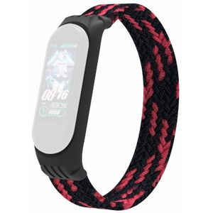 Voor Xiaomi Mi Band 5 / 4 / 3 / Huami Single Lap Gevlochten garen + TPU polsbandjes  grootte:S (Zwart + Rood)