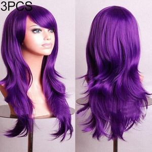 3 PCS Anime Cos Role Playing Wig Cosplay Color Stage Headgear (Paars)