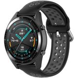 Voor Huawei Watch GT 46mm / 42mm 22mm Clasp Two Color Sport Polsband Watchband (Zwart + Grijs)