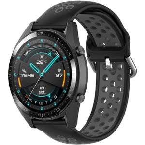 Voor Huawei Watch GT 46mm / 42mm 22mm Clasp Two Color Sport Polsband Watchband (Zwart + Grijs)