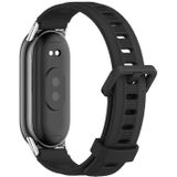 Voor Xiaomi Mi Band 8 Mijobs ademende siliconen horlogeband met plat gat (zwart + zilver)