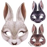 2 PCS Halloween Easter Carnival Party Maskerade Eva Half Face Bunny Mask (Brown)