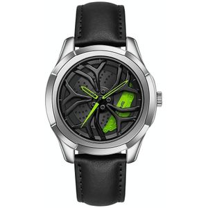 Sanda 1065 3D-holle wiel niet-roteerbare wijzerplaat Quartz horloge voor mannen  stijl: lederen riem