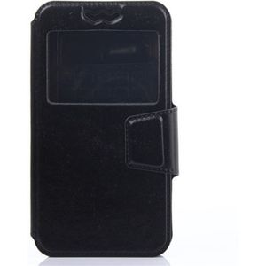 Siliconen Sliding universele lederen Case voor 5.0-5.5-inch mobiele telefoon (zwart)