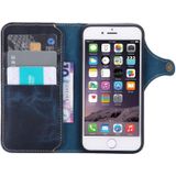 Voor iPhone 6 Plus / 6s Plus Denior Oil Wax Cowhide Magnetic Button Horizontal Flip Leather Case with Card Slots & Wallet(Dark Blue)