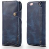Voor iPhone 6 Plus / 6s Plus Denior Oil Wax Cowhide Magnetic Button Horizontal Flip Leather Case with Card Slots & Wallet(Dark Blue)