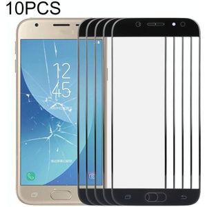 10 PCS front screen buiten glazen lens voor Samsung Galaxy J3 (2017) / J330 (zwart)