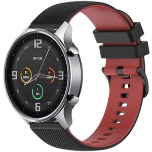 Voor Xiaomi Watch Color 22 mm geruite tweekleurige siliconen horlogeband (zwart + rood)