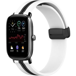 Voor Amazfit GTS 2 Mini 20 mm opvouwbare magnetische sluiting siliconen horlogeband (wit + zwart)
