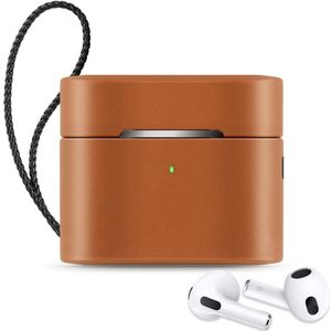 Draadloze Oortelefoon Beschermende Shell Lederen Case Split Opbergdoos voor Airpods 3 (Brown)