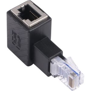 RJ45 mannelijke naar vrouwelijke convertor 90 graden verlengadapter voor CAT5 CAT6 LAN Ethernet-netwerkkabel