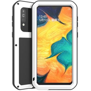 Voor Galaxy A40s LOVE MEI Metal Schokbestendig waterdichte stofdichte beschermhoes (Wit)