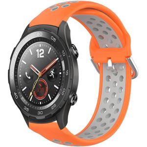 Voor Huawei Watch 2 20 mm geperforeerde ademende sport siliconen horlogeband (oranje + grijs)
