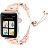 Liefde hartvormige armband roestvrijstalen horlogeband voor Apple Watch serie 3 & 2 & 1 38mm (Rose goud)