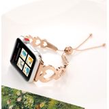 Liefde hartvormige armband roestvrijstalen horlogeband voor Apple Watch serie 3 & 2 & 1 38mm (Rose goud)