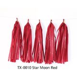 6 pakken kleur polka dot papier kwastjes verjaardag kamer decoratie lint guirlande (TX-0010 Star Moon Red)