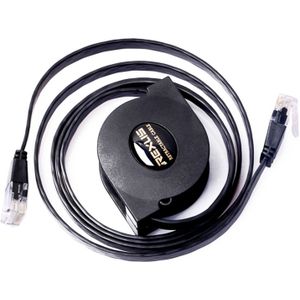 2m CAT6 intrekbare platte RJ45 Ethernet-netwerk LAN kabel (zwart)