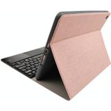 RK508C Detachable Magnetic Plastic Bluetooth Keyboard with Touchpad + Silk Pattern TPU Protective Cover for iPad 9.7 inch  with Pen Slot & Bracket(Rose Gold)