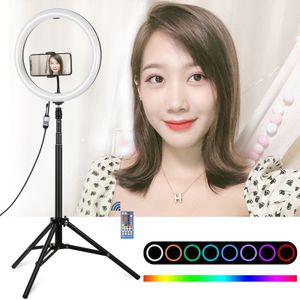 PULUZ 11 8 inch 30cm RGBW Light + 1.65m Mount Curved Surface RGBW Dimable LED Ring Vlogging Light Live Broadcast Kits with Cold Shoe Tripod Adapter & Phone Clamp & Remote Control (Black)