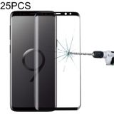 25 stuks voor Galaxy S9 plus 9H oppervlakte hardheid 3D gebogen rand anti-kras Full Screen HD gehard glas screen protector (zwart)