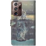 Voor Samsung Galaxy Note 20 Ultra 3D-schilderpatroon Horizontaal Flip TPU + PU lederen hoesje met Holder & Card Slots & Wallet(Cat Tiger)