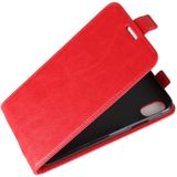 iPhone X vertikaal Crazy Horse structuur PU leren Flip Hoesje met foto frame en opbergruimte voor pinpas (rood)