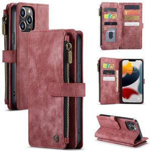 Caseme-C30 PU + TPU Multifunctionele Horizontale Flip Leren Case met Houder & Card Slot & Portemonnee & Rits Pocket voor iPhone 13 Pro Max