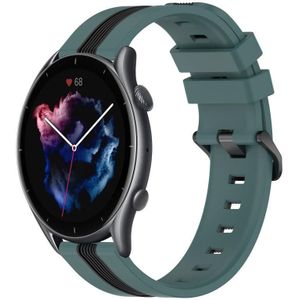 Voor Amazfit GTR 3 Pro 22 mm verticale tweekleurige siliconen horlogeband (groen + zwart)