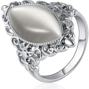 Vrouwen Vintage etnische stijl waterdrops Opal ovale ring  ring maat: 8 (zilver)